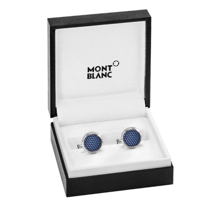 Montblanc boutons de manchette acier Meisterstück bleu 112904