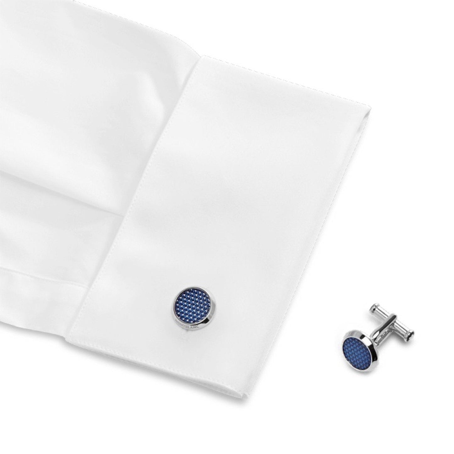Montblanc boutons de manchette acier Meisterstück bleu 112904