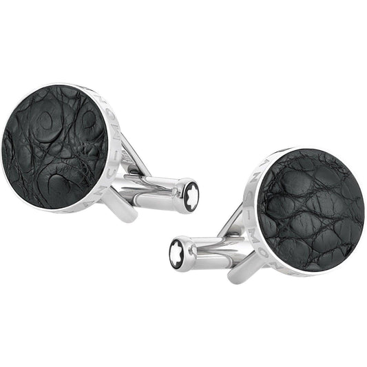 Montblanc boutons de manchette Essential Sartorial acier crocodile 116645