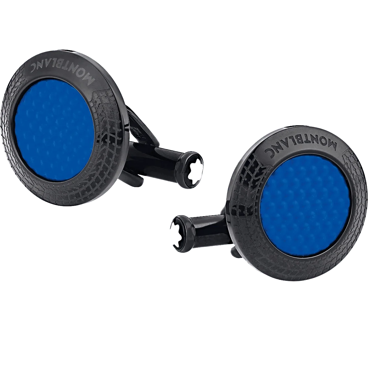 Montblanc boutons de manchette Meisterstück Great Masters Pirelli en acier et laque bleue 128396
