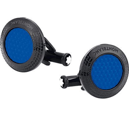 Montblanc boutons de manchette Meisterstück Great Masters Pirelli en acier et laque bleue 128396