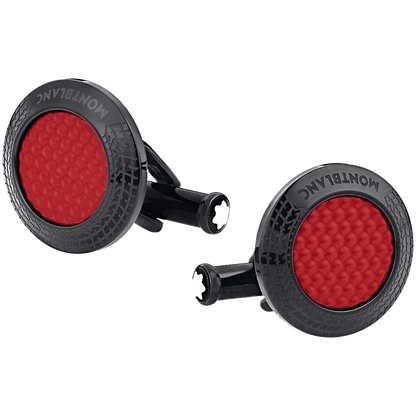 Montblanc boutons de manchette Meisterstück Great Masters Pirelli en acier et laque rouge 128395