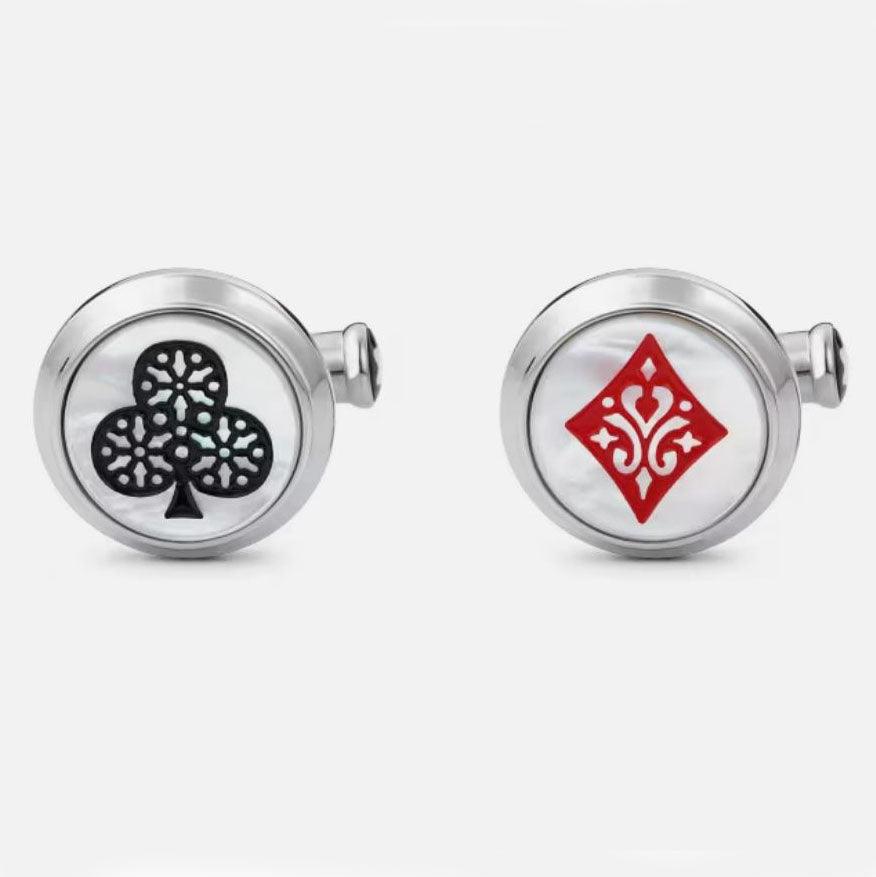 Montblanc boutons de manchette Meisterstück Hommage au livre « Le tour du monde en 80 jours » As de pique et as de carreau 128387