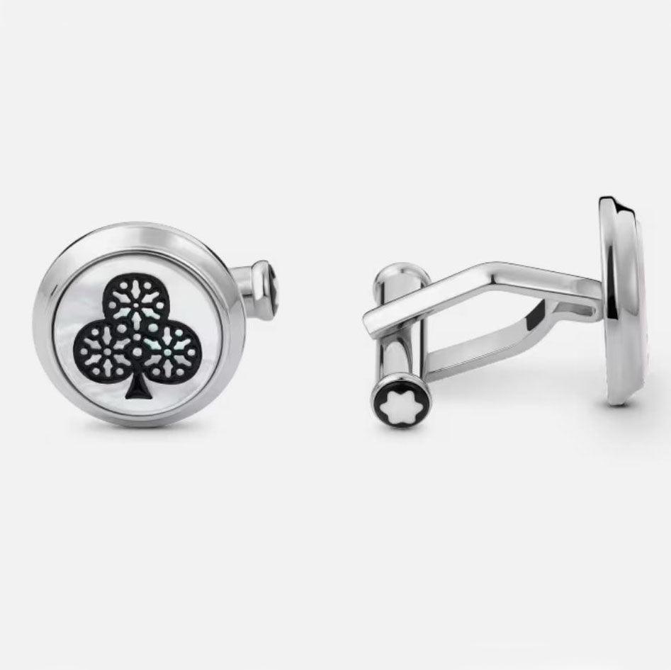 Montblanc boutons de manchette Meisterstück Hommage au livre « Le tour du monde en 80 jours » As de pique et as de carreau 128387