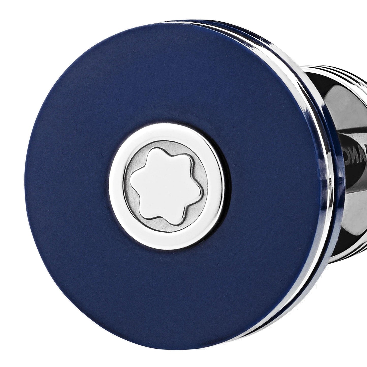 Boutons de manchette Montblanc ronds en acier précieux avec résine bleue 123812