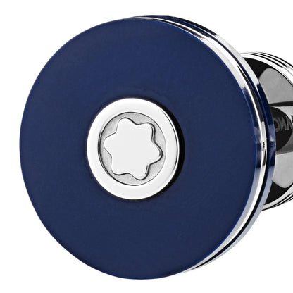 Boutons de manchette Montblanc ronds en acier précieux avec résine bleue 123812
