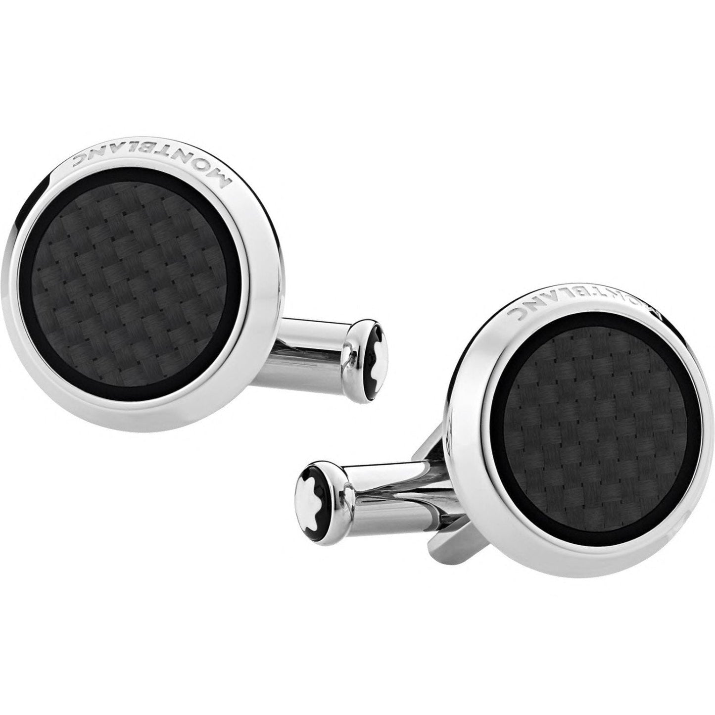 Montblanc boutons de manchette ronds Extreme 2.0 en acier avec insert travaillé effet carbone 124295
