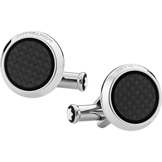 Montblanc boutons de manchette ronds Extreme 2.0 en acier avec insert travaillé effet carbone 124295