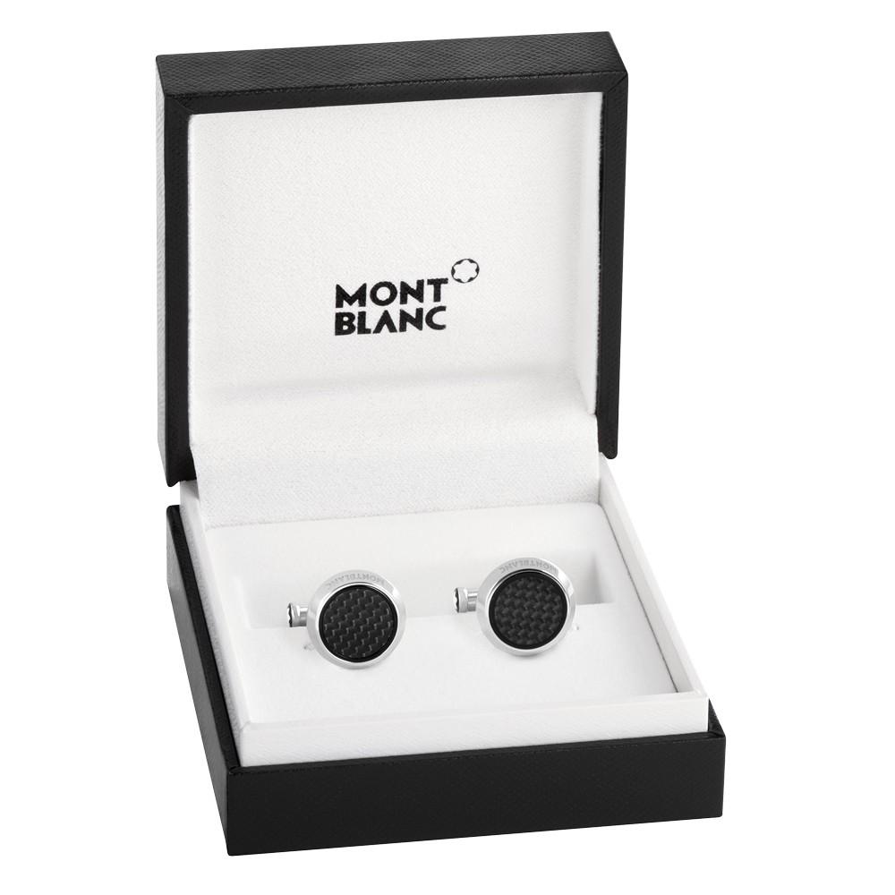 Montblanc boutons de manchette ronds Extreme 2.0 en acier avec insert travaillé effet carbone 124295