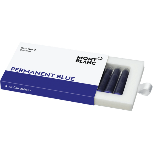 Cartouches d'encre bleue permanente Montblanc, lot de 8, référence 128208