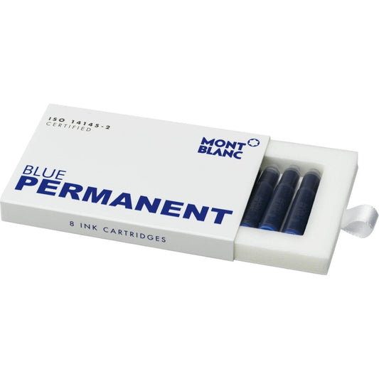 Montblanc encre en cartouches Permanent Blue (bleu indélébile) 8 pièces 107758