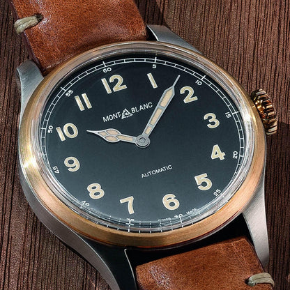 Montblanc montre 1858 Automatic 44mm noir automatique acier et bronze 116241