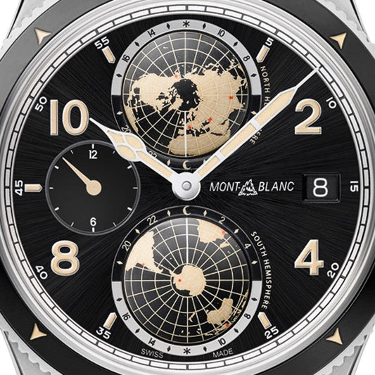 Montblanc montre 1858 Geosphere Automatic UTC 42mm noir automatique acier 117837