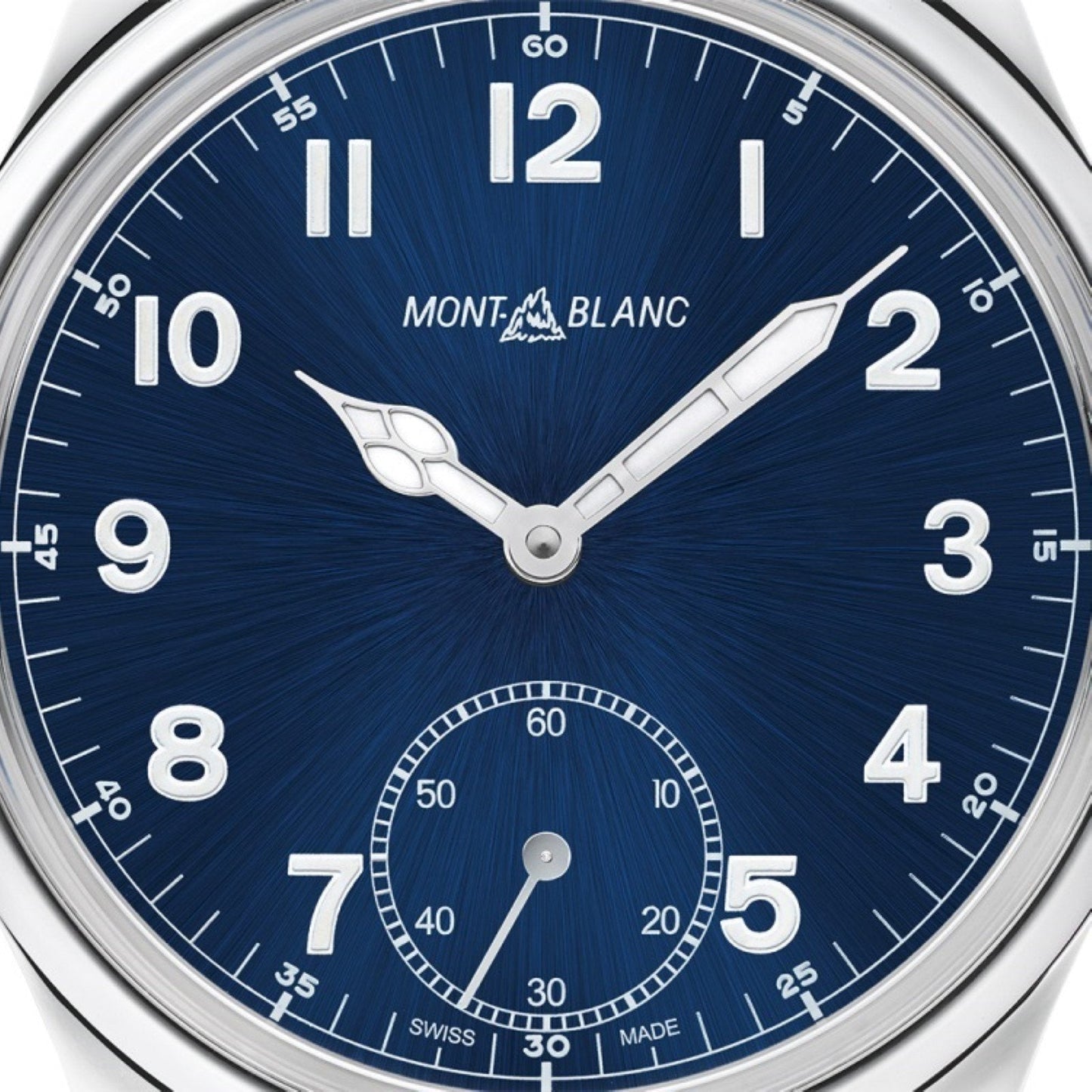 Montblanc montre 1858 Manual Small Second 44mm bleu remontage manuel acier 113702