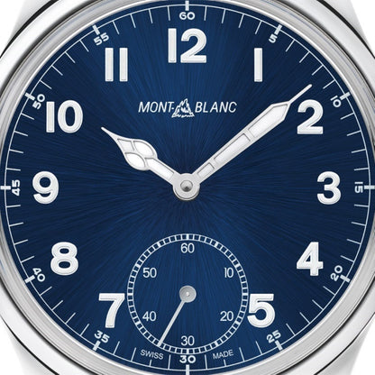 Montblanc montre 1858 Manual Small Second 44mm bleu remontage manuel acier 113702