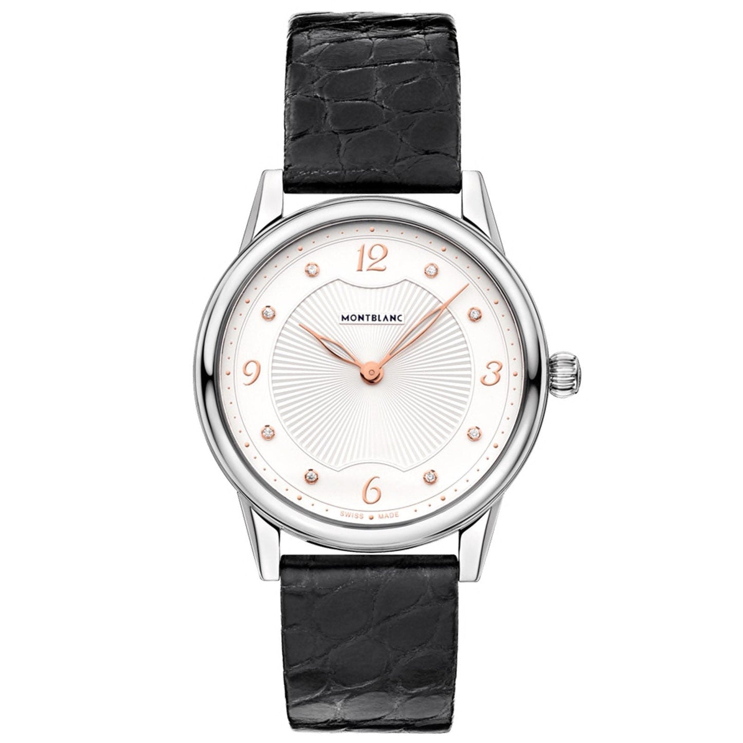 Montblanc montre femme Bohème Quartz 34mm acier crocodile noir 123868