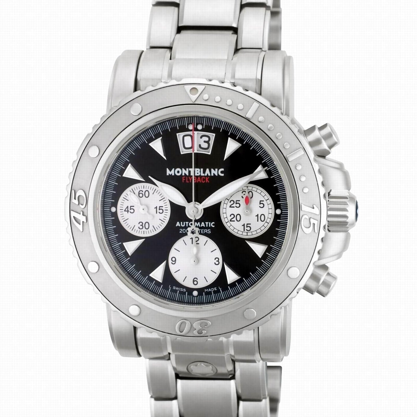 Montblanc montre Sport Flyback chronographe 41,5mm noir automatique acier 8466
