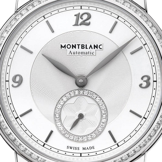 Montblanc montre Star Legacy Small Second 36mm argent diamants automatique acier 118507