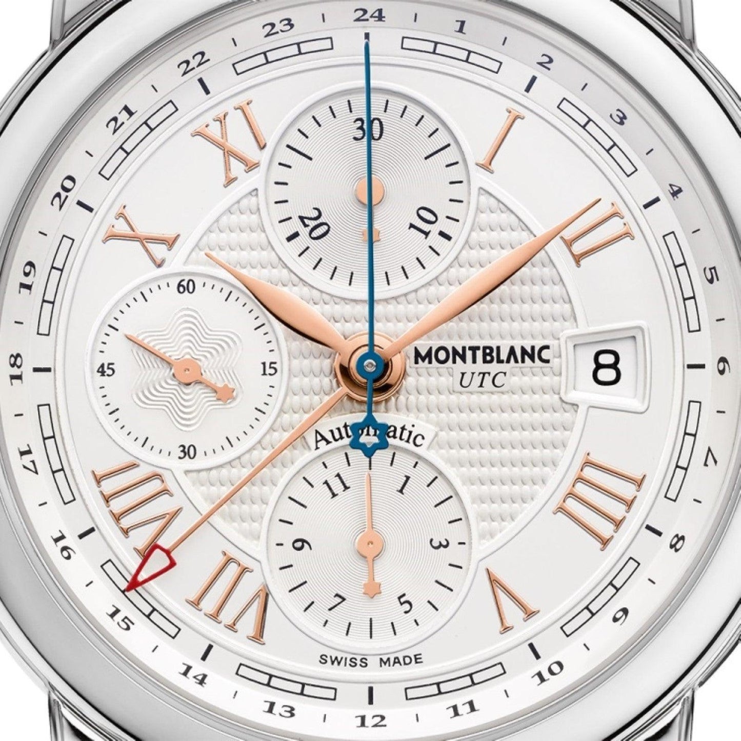 Montblanc montre Star Roman Chronograph UTC Carpe Diem édition spéciale 42mm argent automatique acier 113880