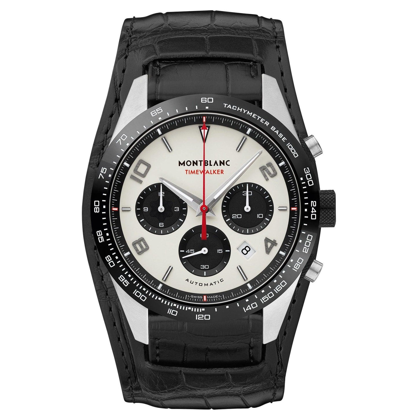 Montblanc montre Timewalker Chronograph 43mm argent automatique acier céramique noire 118489
