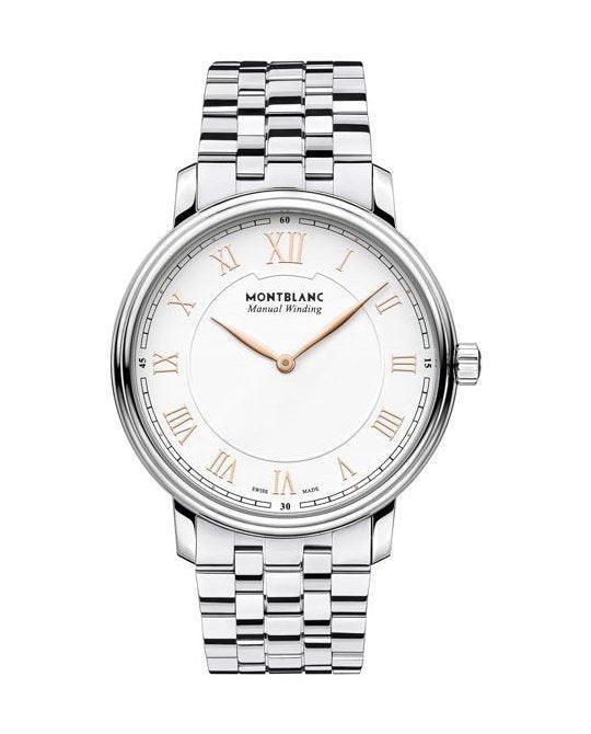 Montblanc montre Tradition remontage manuel 40mm acier cadran blanc 119963