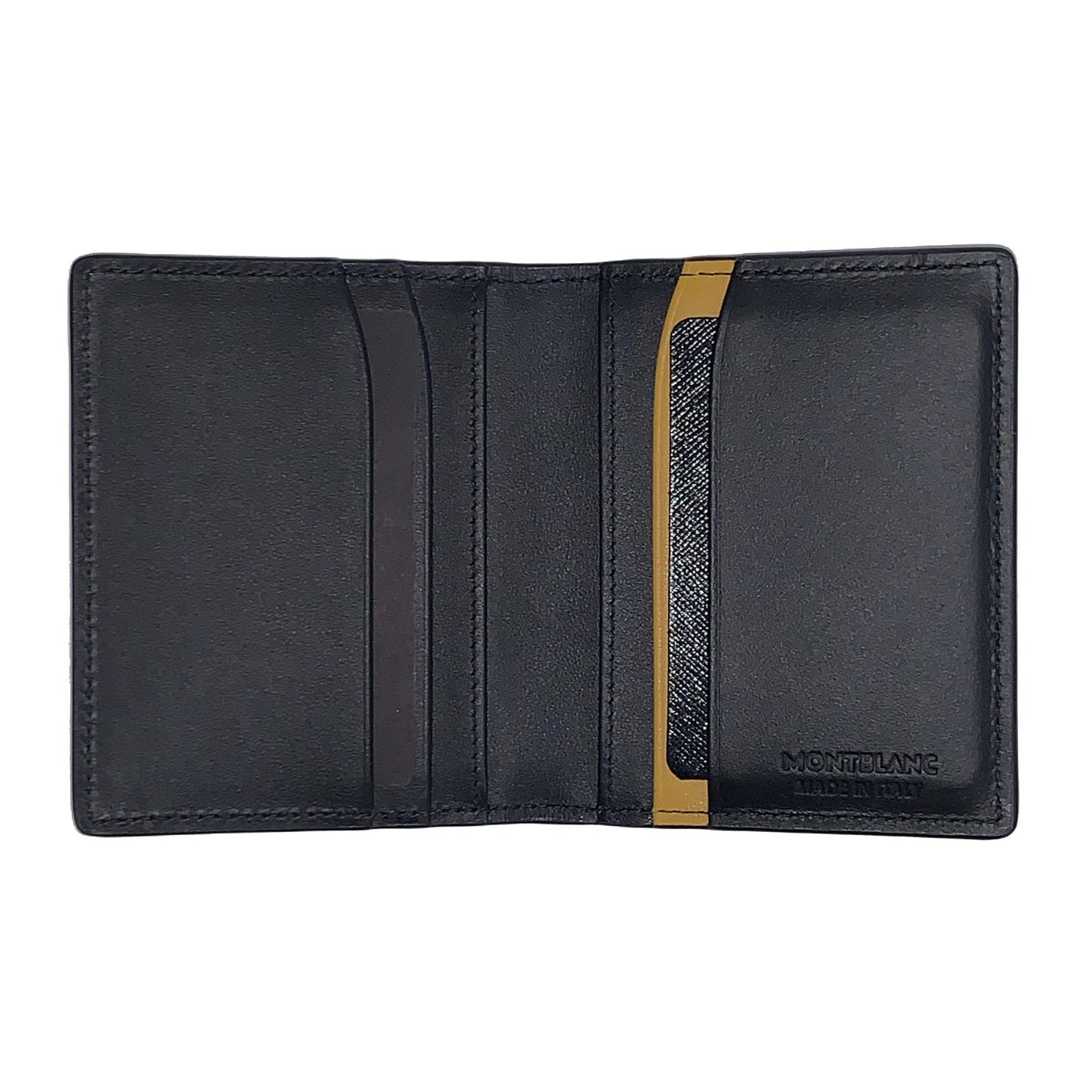 Porte-cartes de visite Montblanc Meisterstück Soft Grain avec pochette transparente Noir/Jaune 127329