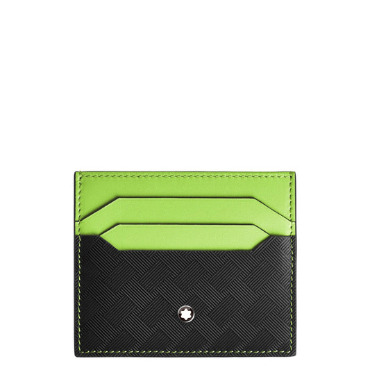 Porta carte elegante montblanc nero lime in pelle con trama intrecciata e stella argentata montblanc