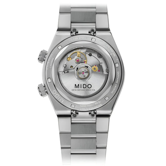 Mido orologio multifort two crowns con cassa e bracciale in acciaio grigio e movimento meccanico a vista