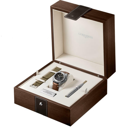 Longines montre Pilot Majetek Box Edition 43mm noir automatique acier L2.838.4.53.9