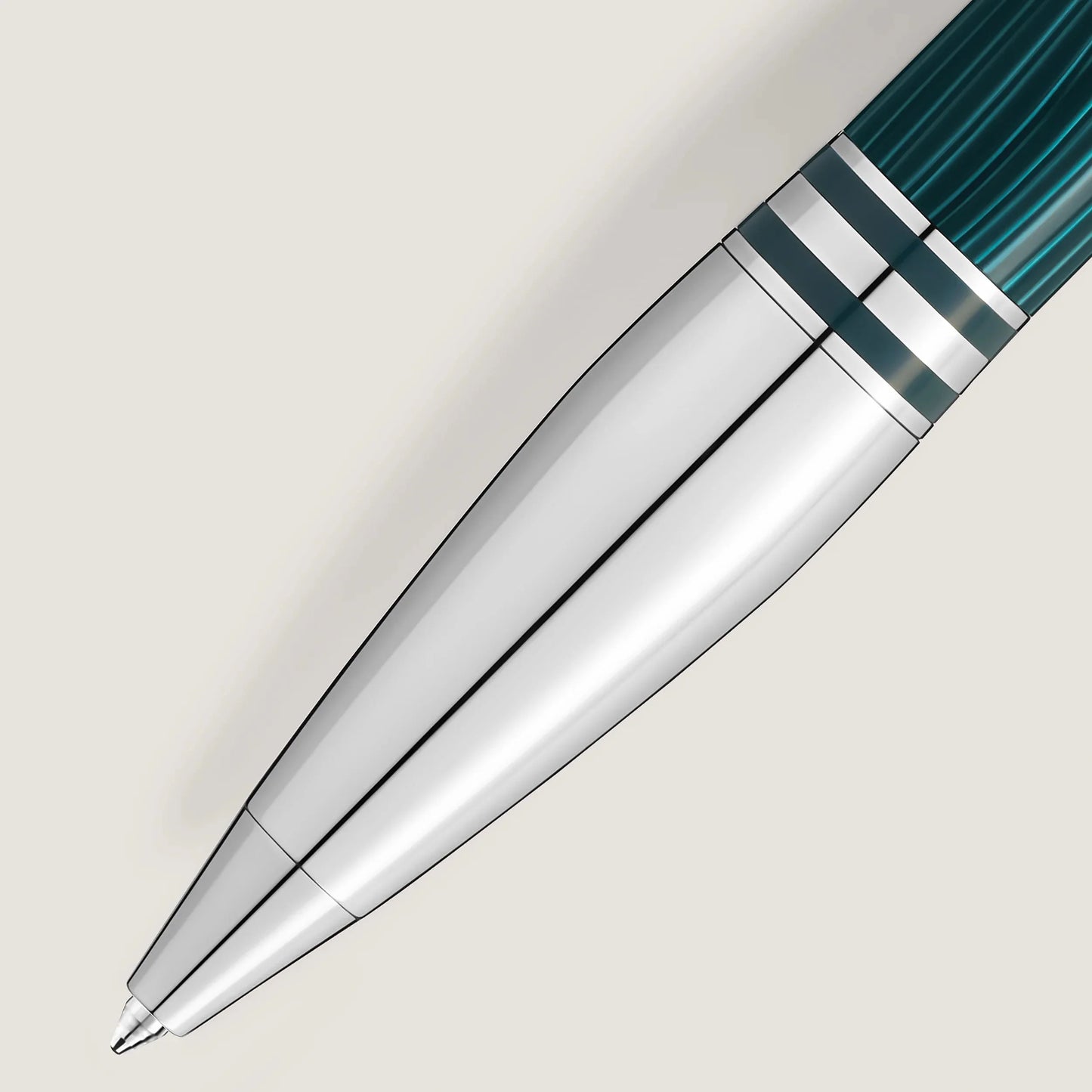 Montblanc penna a sfera starwalker polargreen con corpo argento e barrel verde teal tessuto cattura dell’aurora boreale