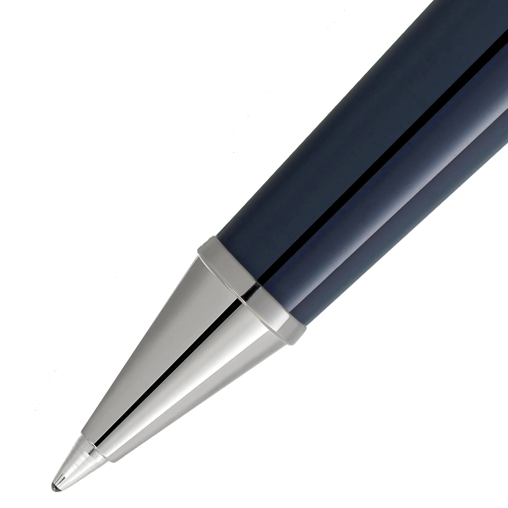 Montblanc roller classique meisterstück around the world in 80 days rollerball pen navy blue and silver with glossy finish