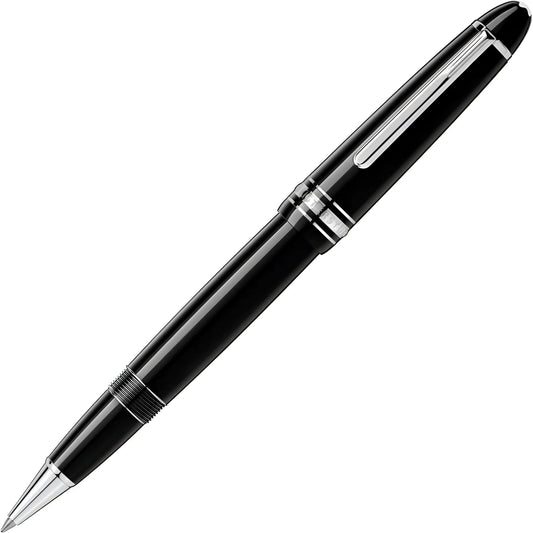 Montblanc roller meisterstück platinum-coated legrand 132451 con pregiata resina nera e finiture argento lucidate