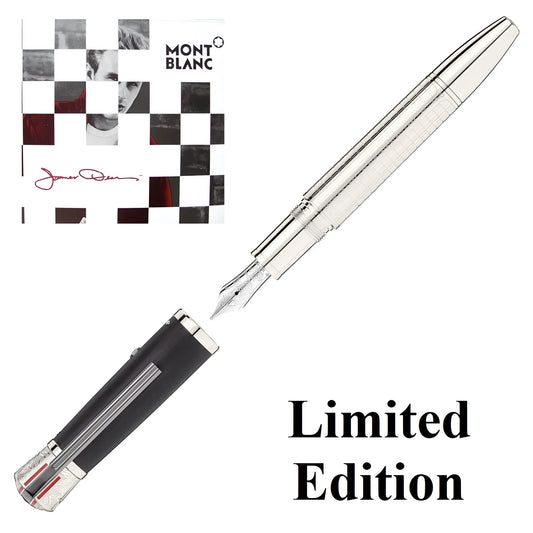 Montblanc stilografica great characters james dean limited edition argento con impugnatura nera e dettagli trasparenti