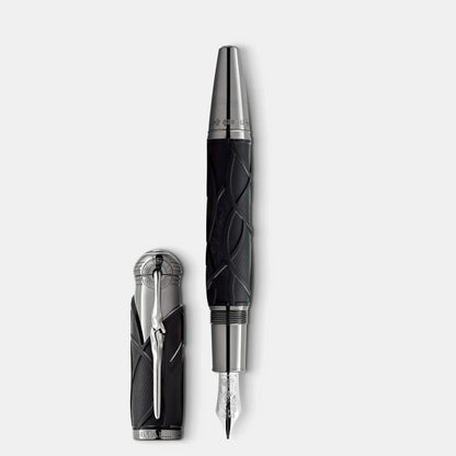 Montblanc stilografica writers edition homage to brothers grisw con motivo inciso nero e argento e punta metallica elegante