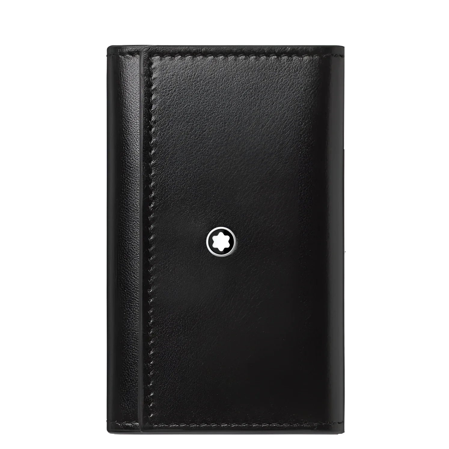 Astuccio portachiavi meisterstück nero in pelle con emblem montblanc argentato centrale modello 198346