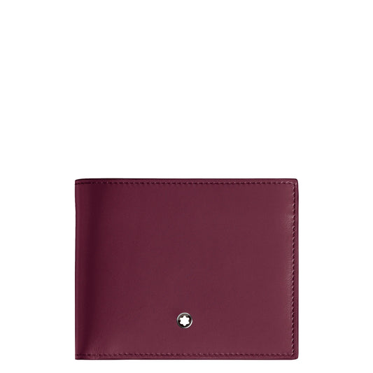 Montblanc portafoglio pieghevole meisterstück in pelle burgundy con emblema a stella centrale raffinato classico portafoglio