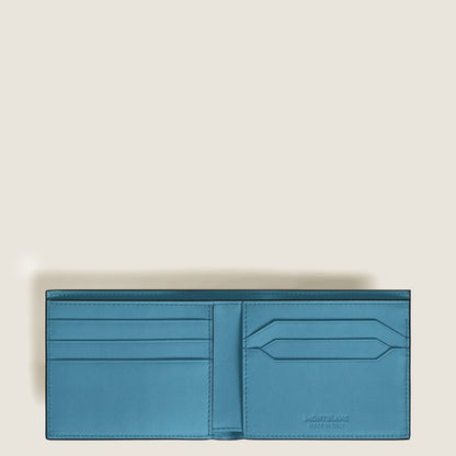 Portafoglio montblanc meisterstück blu fumé in pelle liscia con 6 scomparti lussuoso accessorio quotidiano realizzato