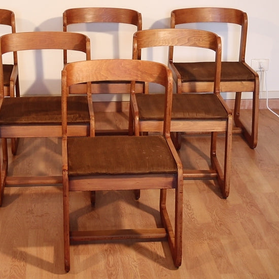 Set di 6 sedie Willy Rizzo per Mario Sabot, velluto marrone, anni '70