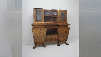 Credenza a due corpi Art Déco con intarsi in radica — Realizzata per il Ministro Bottai, Roma, 1933