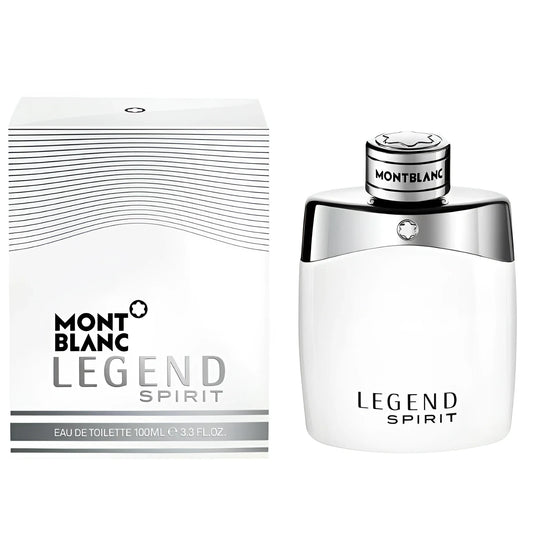 Montblanc legend spirit eau de toilette 100ml in elegante flacone bianco con dettagli argento e confezione minimalista