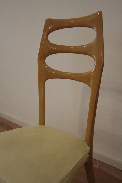 Sedie da pranzo vittorio dassi set di 6 con sedie in pelle tan e schienali ovali taglio anni 50