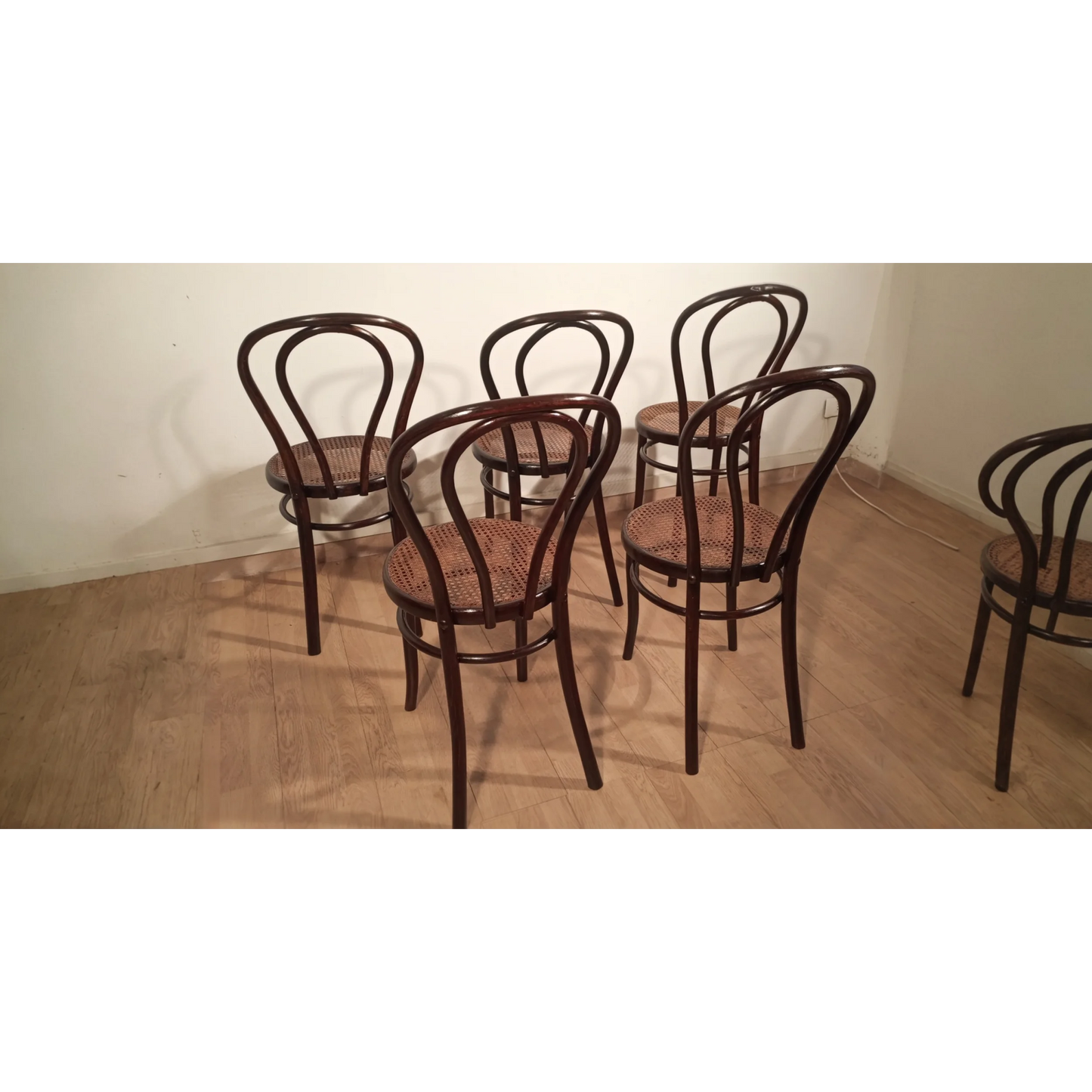 Set di sedie in stile Thonet Drava con seduta impagliata e schienale curvo