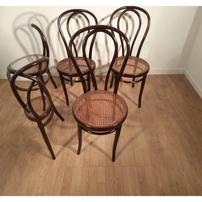 Set di sedie in stile Thonet Drava con sedute in canna intrecciata