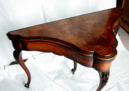 Console tavolo da gioco inglese fine XVIII secolo in legno antico con eccezionale qualità ebanistica manifattura inglese tardo