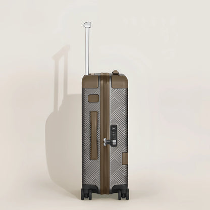 Montblanc trolley da cabina compatto con guscio rigido argento e verde oliva a spina di pesce per la prossima avventura