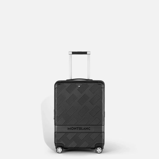 Montblanc trolley da cabina my4810 extreme nero con rigido guscio texturizzato a rombi e manico telescopico argento