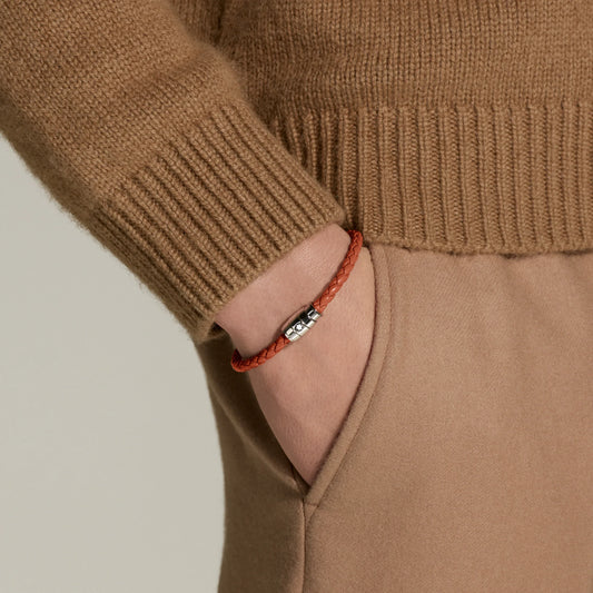 Bracelet Montblanc Meisterstück Cayenne 3 anneaux en acier et cuir, taille M, référence 13429163
