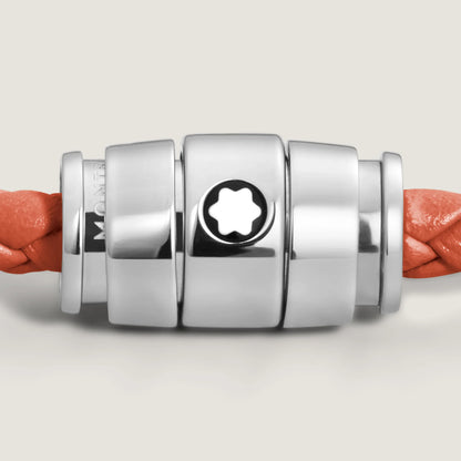 Bracelet Montblanc Meisterstück Cayenne 3 anneaux en acier et cuir, taille M, référence 13429163