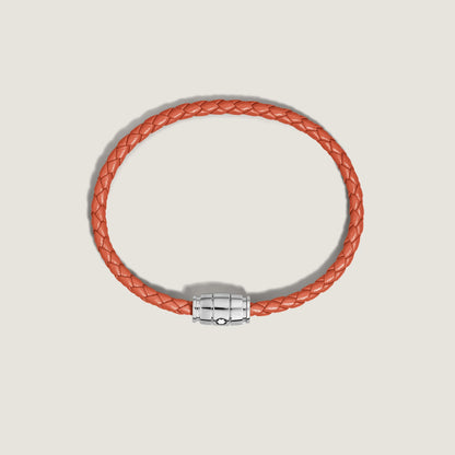 Bracelet Montblanc Meisterstück Cayenne 3 anneaux en acier et cuir, taille M, référence 13429163