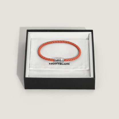 Bracelet Montblanc Meisterstück Cayenne 3 anneaux en acier et cuir, taille M, référence 13429163